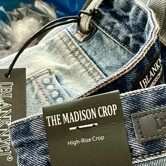 Blank NYC Blue Two Tone Split Hem High-Rise Crop Jeans Size Various - Picture 5 of 11